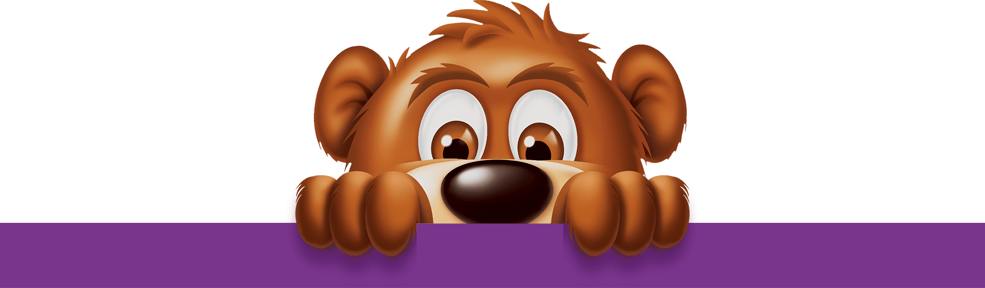 Pawly Bear peaking over footer
